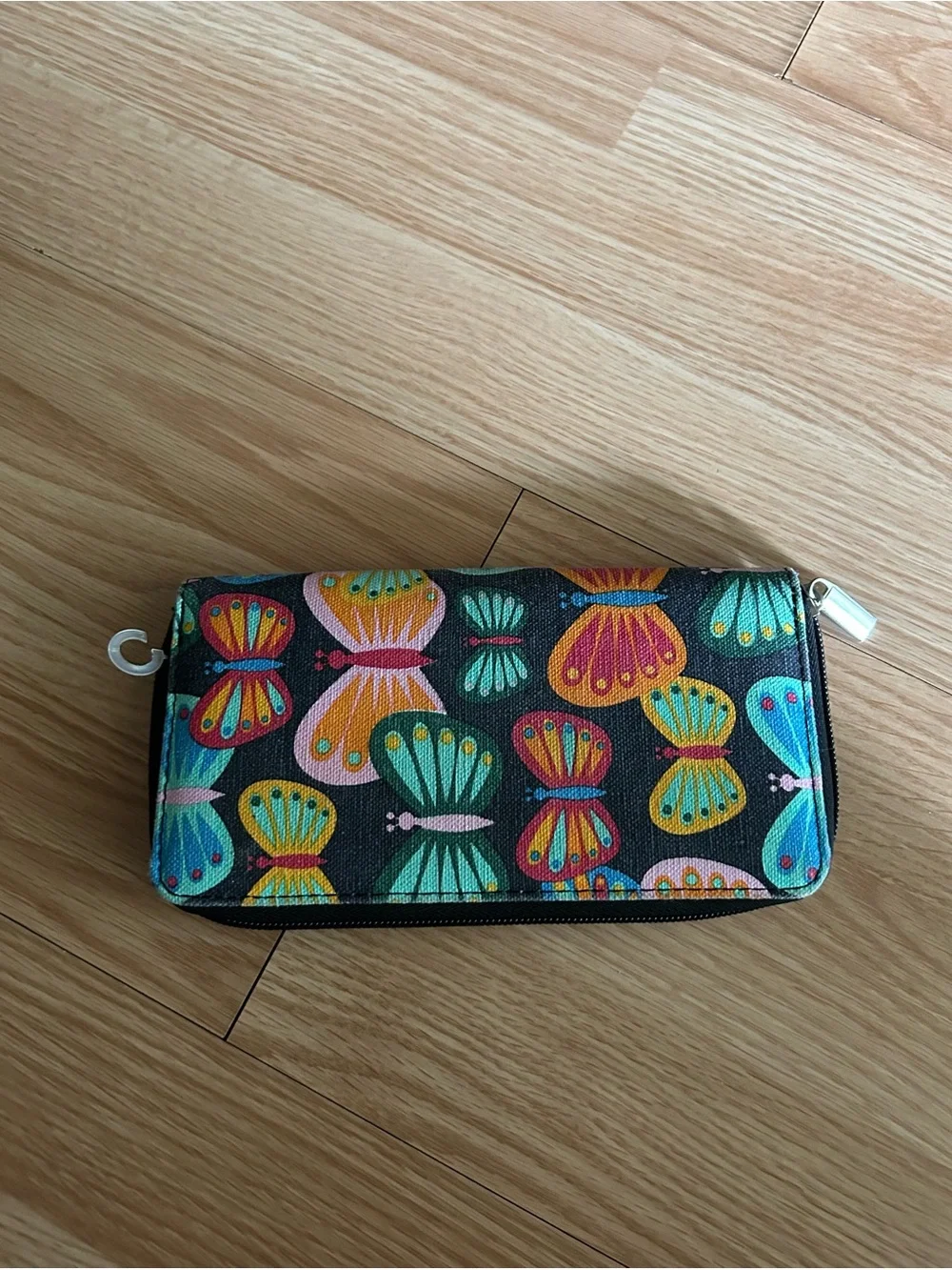 Vibrant Multicolored Butterfly Patterned Continental Wallet